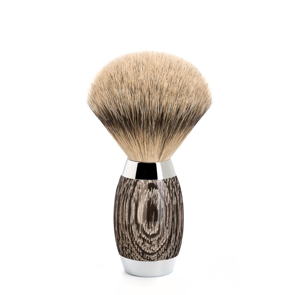 MÜHLE EDITION 3 Pc. Shaving Set, Silvertip Badger Brush & Safety Razor, Ancient Oak & Silver - Image 3