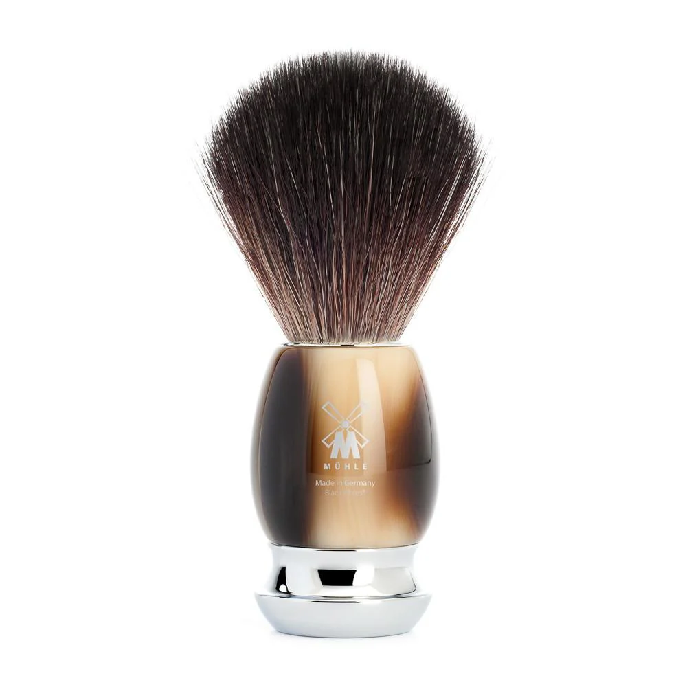 MÜHLE VIVO 4 Pc. Shaving Set, Black Fibre Brush & Gillette® Fusion™ Razor, Horn Brown - Image 3